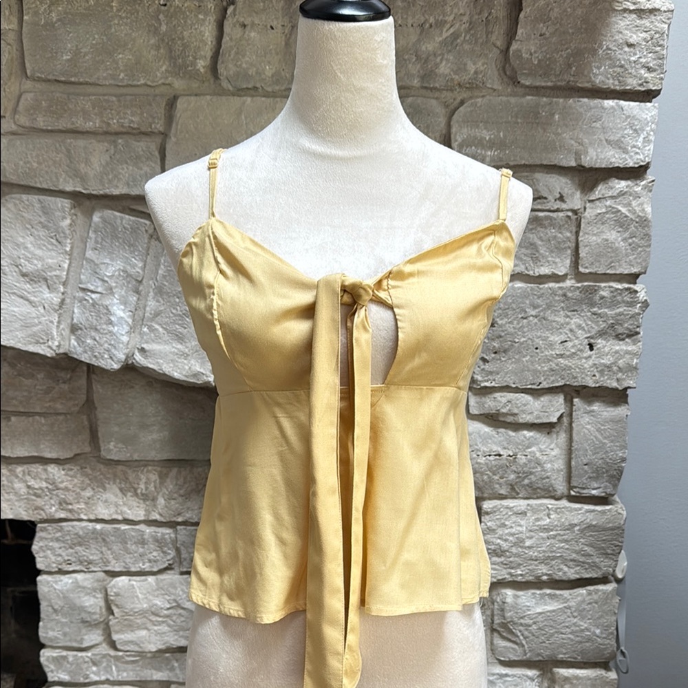 PacSun Yellow Tie Front Fitted Camisole